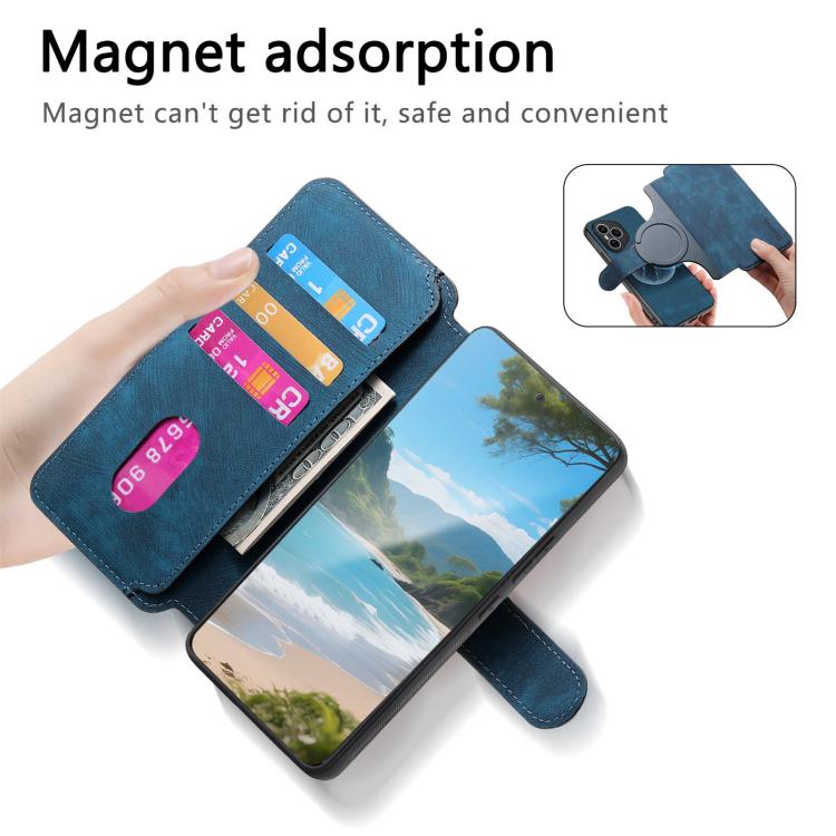 For Honor 400 Pro Global 160.8mm CaseNeo MagSafe RFID Anti-theft Retro Leather Phone Case(Blue)