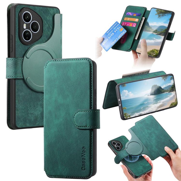 For Honor 400 Pro Global 160.8mm CaseNeo MagSafe RFID Anti-theft Retro Leather Phone Case(Green)