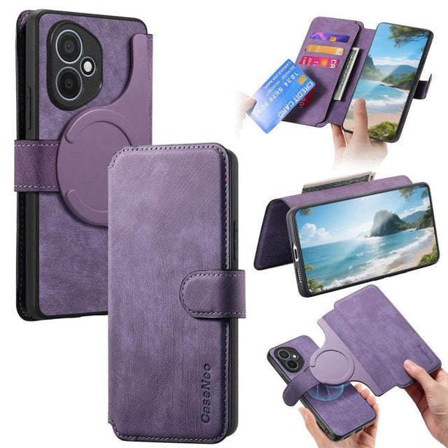 For Honor 400 Global 156.5mm CaseNeo MagSafe RFID Anti-theft Retro Leather Phone Case(Purple)
