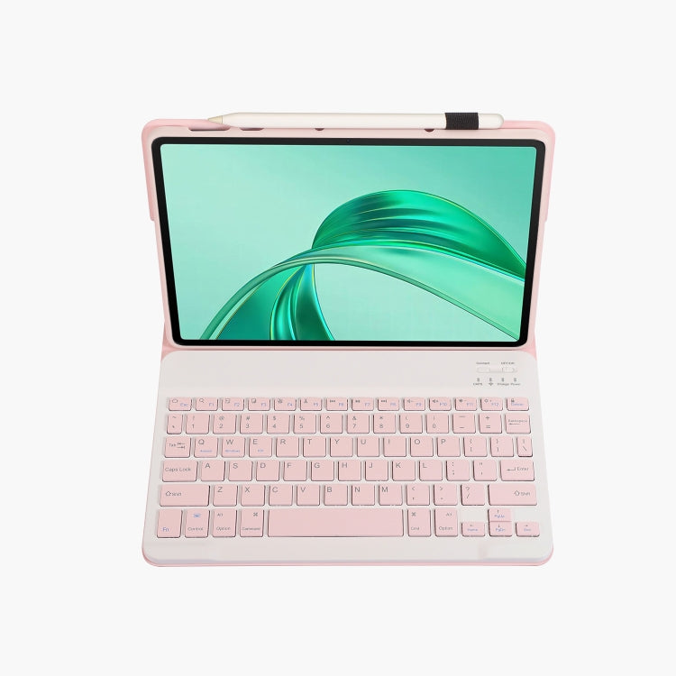 For Honor Pad X8a / X9 2024 AH25 Ultra-thin Detachable Bluetooth Keyboard Leather Tablet Case(Pink White)