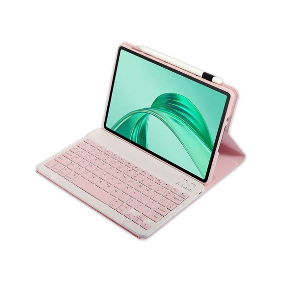 For Honor Pad X8a / X9 2024 AH25 Ultra-thin Detachable Bluetooth Keyboard Leather Tablet Case(Pink White)