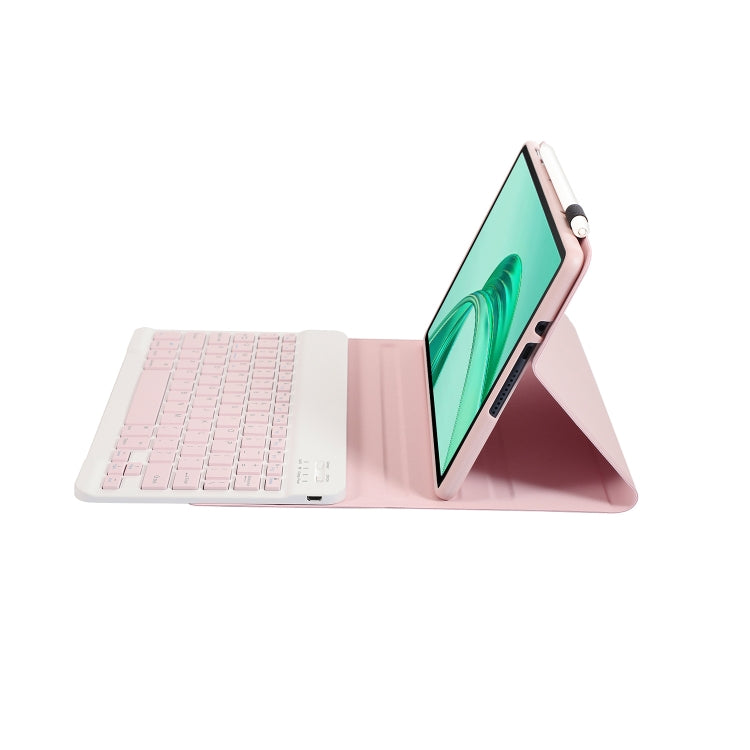 For Honor Pad X8a / X9 2024 AH25 Ultra-thin Detachable Bluetooth Keyboard Leather Tablet Case(Pink White)