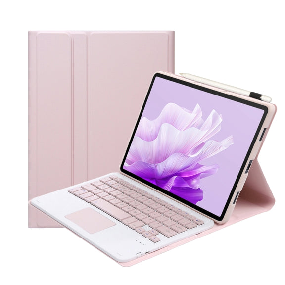 For Honor Pad X8a / X9 2024 AH25-A Ultra-thin Detachable Bluetooth Keyboard Leather Tablet Case with Touchpad(Pink White)