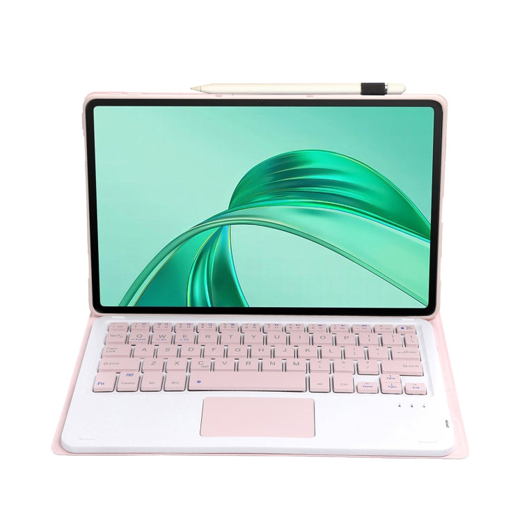 For Honor Pad X8a / X9 2024 AH25-A Ultra-thin Detachable Bluetooth Keyboard Leather Tablet Case with Touchpad(Pink White)