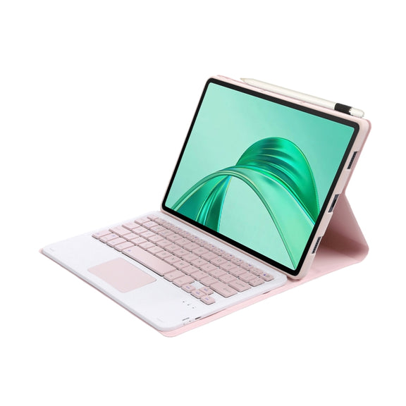 For Honor Pad X8a / X9 2024 AH25-A Ultra-thin Detachable Bluetooth Keyboard Leather Tablet Case with Touchpad(Pink White)