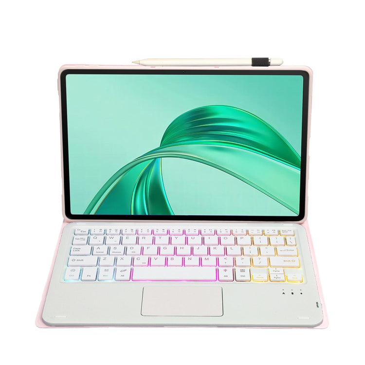For Honor Pad X8a / X9 2024 AH25-AS Ultra-thin Detachable Backlight Bluetooth Keyboard Leather Tablet Case with Touchpad(Pink White)