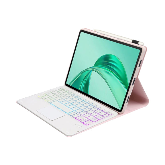 For Honor Pad X8a / X9 2024 AH25-AS Ultra-thin Detachable Backlight Bluetooth Keyboard Leather Tablet Case with Touchpad(Pink White)