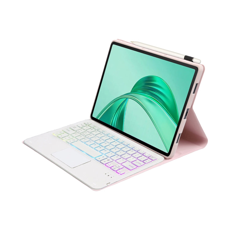 For Honor Pad X8a / X9 2024 AH25-AS Ultra-thin Detachable Backlight Bluetooth Keyboard Leather Tablet Case with Touchpad(Pink White)
