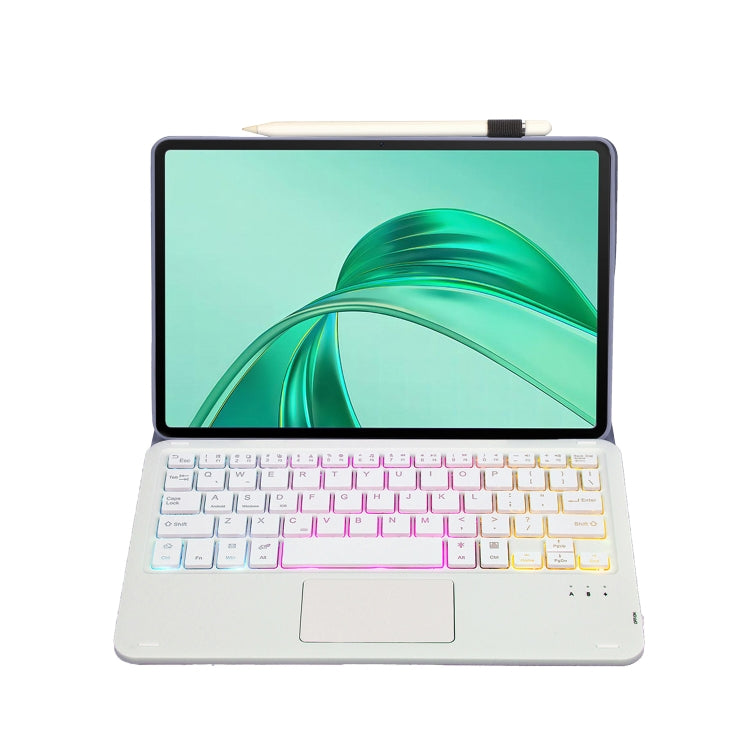 For Honor Pad X8a / X9 2024 AH25-AS Ultra-thin Detachable Backlight Bluetooth Keyboard Leather Tablet Case with Touchpad(Lavender White)