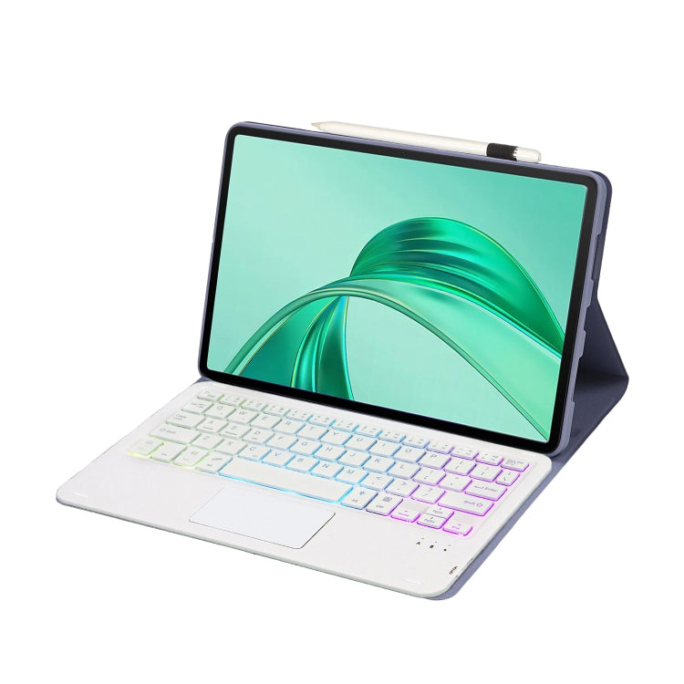 For Honor Pad X8a / X9 2024 AH25-AS Ultra-thin Detachable Backlight Bluetooth Keyboard Leather Tablet Case with Touchpad(Lavender White)