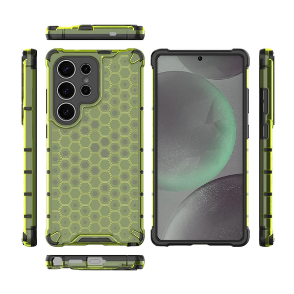 For Samsung Galaxy S25 Ultra 5G Honeycomb Shockproof Phone Case(Green)