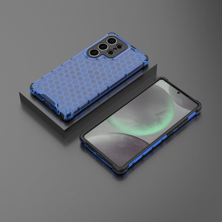 For Samsung Galaxy S25 Ultra 5G Honeycomb Shockproof Phone Case(Blue)