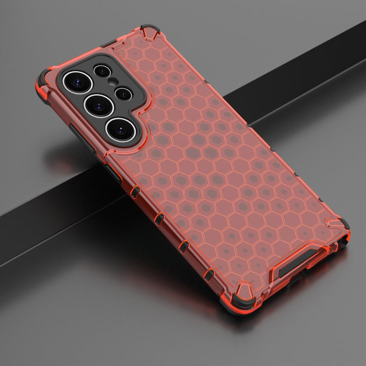 For Samsung Galaxy S25 Ultra 5G Honeycomb Shockproof Phone Case(Red)
