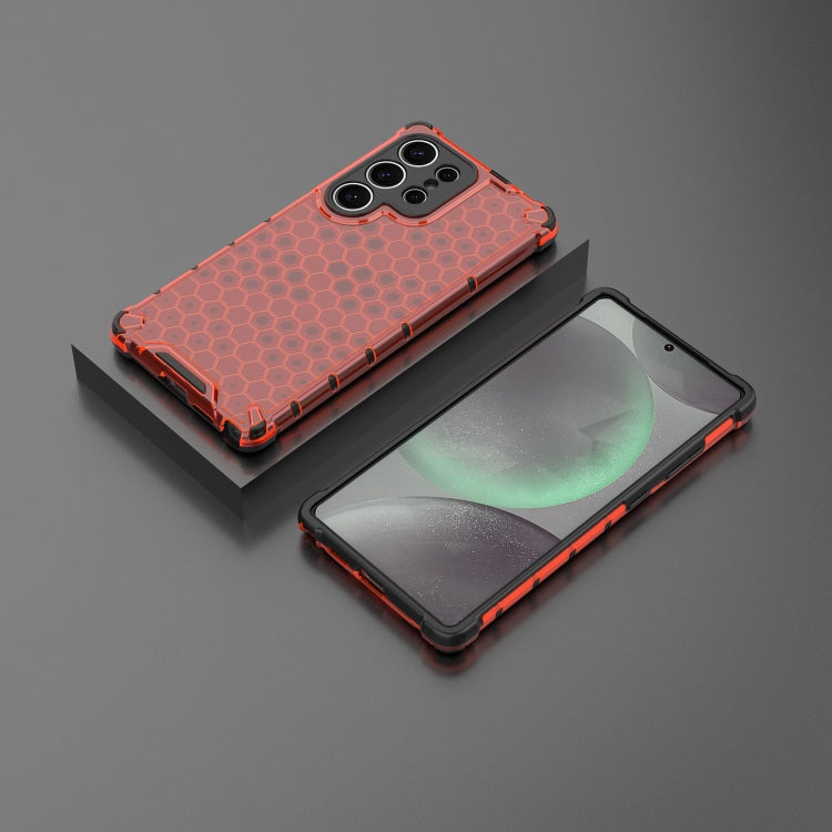 For Samsung Galaxy S25 Ultra 5G Honeycomb Shockproof Phone Case(Red)