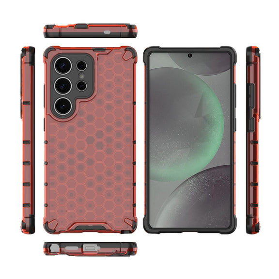 For Samsung Galaxy S25 Ultra 5G Honeycomb Shockproof Phone Case(Red)