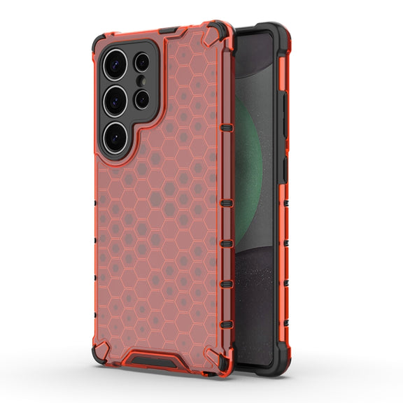 For Samsung Galaxy S25 Ultra 5G Honeycomb Shockproof Phone Case(Red)