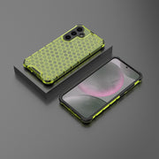 For Samsung Galaxy S25+ 5G Honeycomb Shockproof Phone Case(Green)