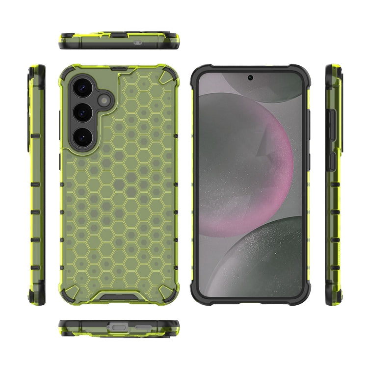 For Samsung Galaxy S25+ 5G Honeycomb Shockproof Phone Case(Green)
