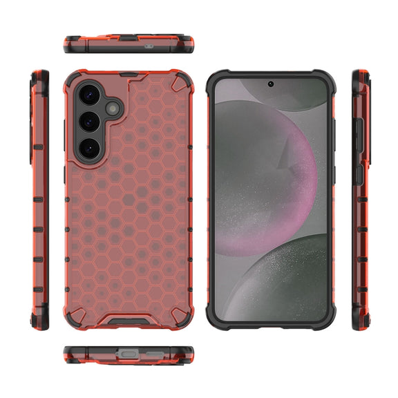 For Samsung Galaxy S25+ 5G Honeycomb Shockproof Phone Case(Red)