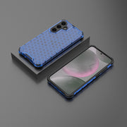 For Samsung Galaxy S25 5G Honeycomb Shockproof Phone Case(Blue)
