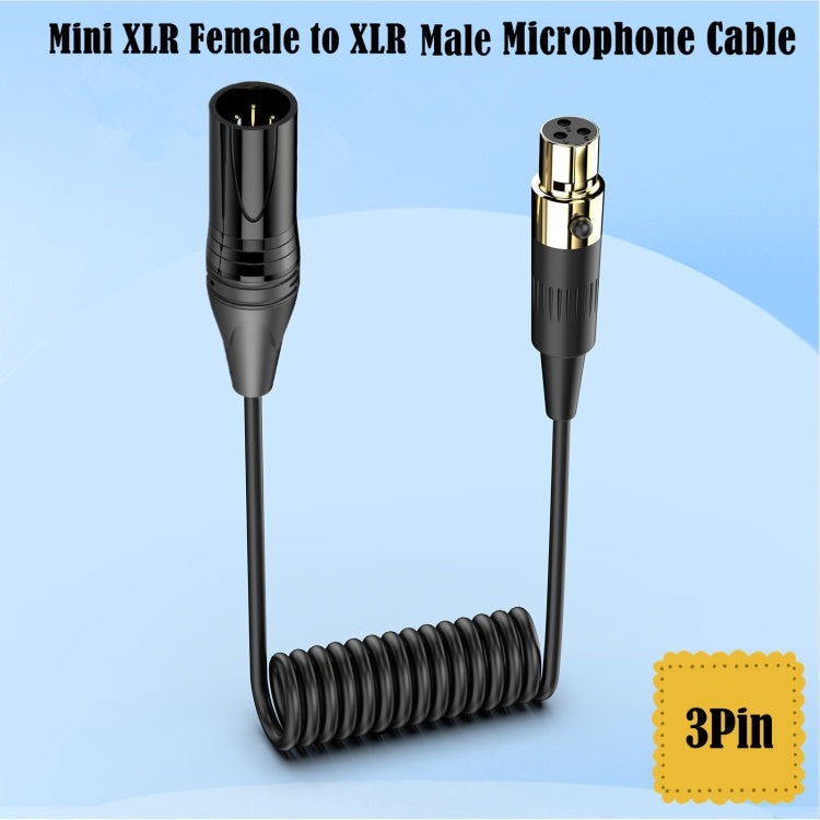 Mini XLR Female to XLR Male Audio Mixer Mini Microphone Coiled Audio Cable, Length: 0.5m(Black)