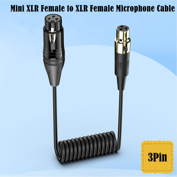 Mini XLR Female to XLR Female Audio Mixer Mini Microphone Coiled Audio Cable, Length: 0.5m(Black)