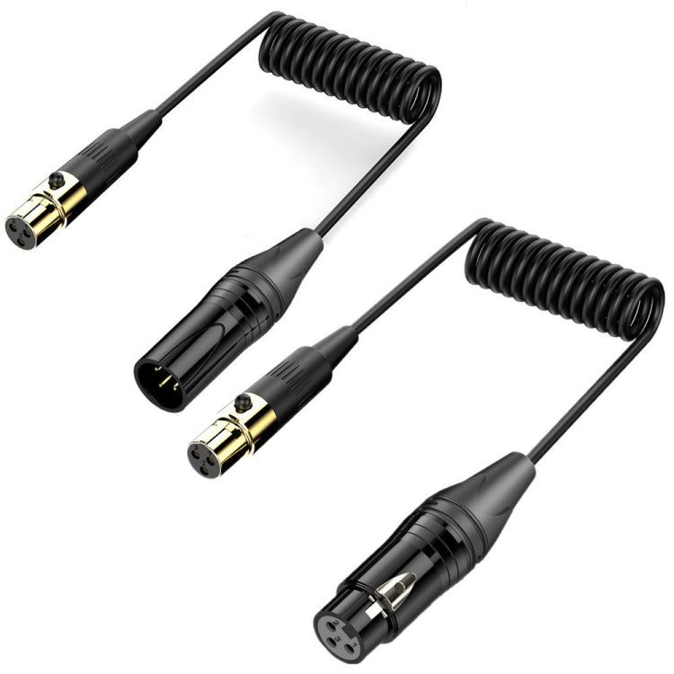 Mini XLR Female to XLR Female Audio Mixer Mini Microphone Coiled Audio Cable, Length: 0.5m(Black)