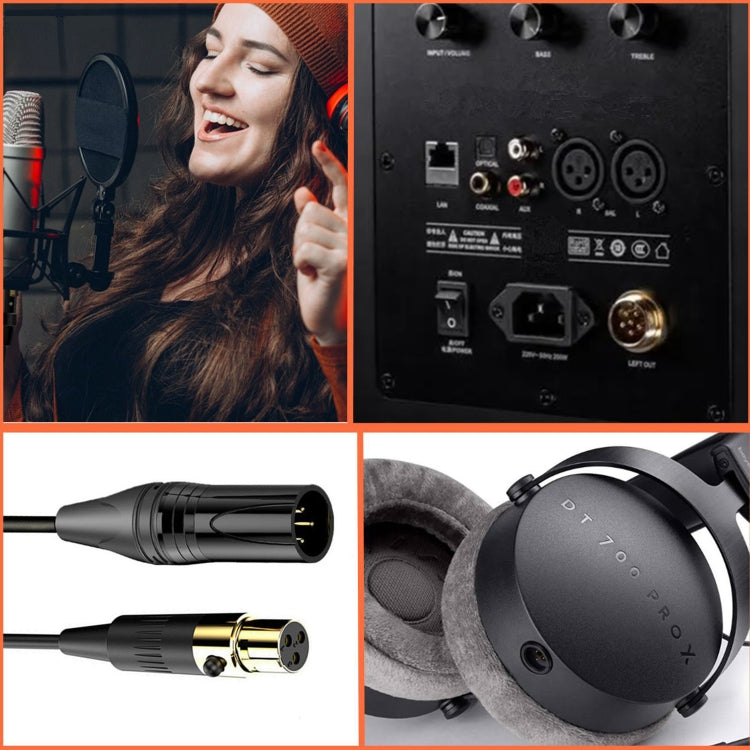 Mini XLR Female to XLR Female Audio Mixer Mini Microphone Coiled Audio Cable, Length: 0.5m(Black)