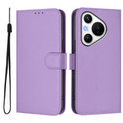 For Huawei Pura 70 Skin Feel Solid Color Leather Phone Case with Lanyard(Lavender Purple)