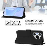 For Huawei Pura 70 Skin Feel Solid Color Leather Phone Case with Lanyard(Black)