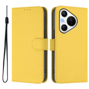 For Huawei Pura 70 Skin Feel Solid Color Leather Phone Case with Lanyard(Lemon Yellow)