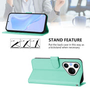 For Huawei Pura 70 Skin Feel Solid Color Leather Phone Case with Lanyard(Mint Green)