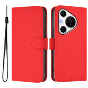 For Huawei Pura 70 Pro / 70 Pro+ Skin Feel Solid Color Leather Phone Case with Lanyard(Red)