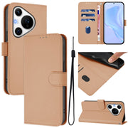For Huawei Pura 70 Pro / 70 Pro+ Skin Feel Solid Color Leather Phone Case with Lanyard(Nude)