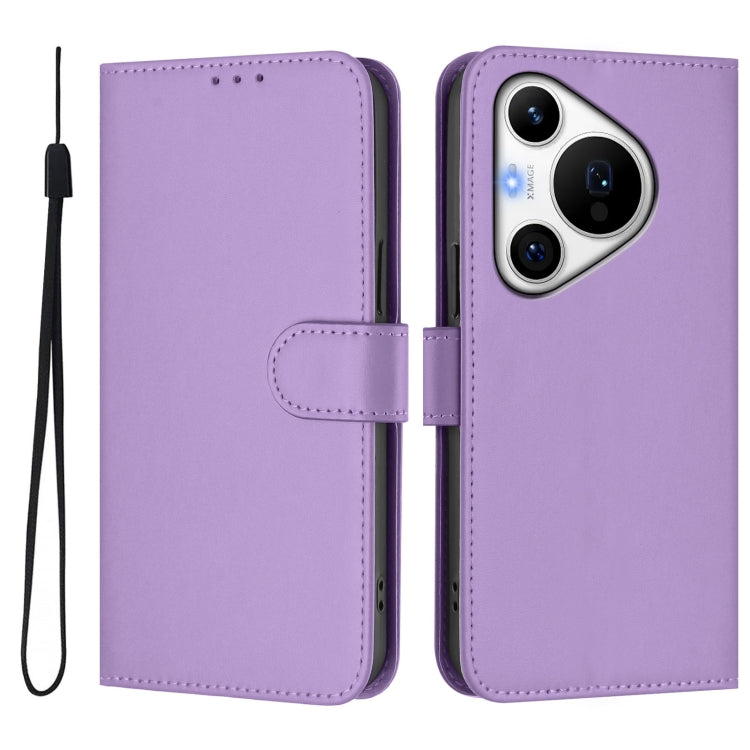 For Huawei Pura 70 Pro / 70 Pro+ Skin Feel Solid Color Leather Phone Case with Lanyard(Lavender Purple)