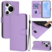 For Huawei Pura 70 Pro / 70 Pro+ Skin Feel Solid Color Leather Phone Case with Lanyard(Lavender Purple)