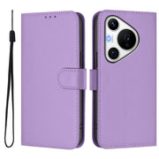 For Huawei Pura 70 Pro / 70 Pro+ Skin Feel Solid Color Leather Phone Case with Lanyard(Lavender Purple)