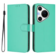 For Huawei Pura 70 Pro / 70 Pro+ Skin Feel Solid Color Leather Phone Case with Lanyard(Green)