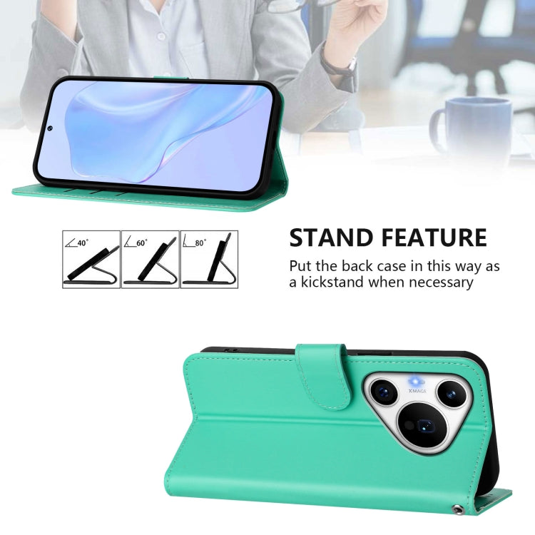 For Huawei Pura 70 Pro / 70 Pro+ Skin Feel Solid Color Leather Phone Case with Lanyard(Green)