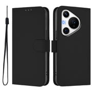 For Huawei Pura 70 Pro / 70 Pro+ Skin Feel Solid Color Leather Phone Case with Lanyard(Black)