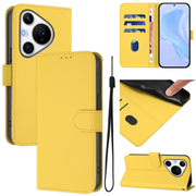 For Huawei Pura 70 Pro / 70 Pro+ Skin Feel Solid Color Leather Phone Case with Lanyard(Lemon Yellow)