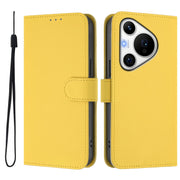 For Huawei Pura 70 Pro / 70 Pro+ Skin Feel Solid Color Leather Phone Case with Lanyard(Lemon Yellow)