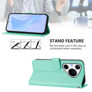 For Huawei Pura 70 Pro / 70 Pro+ Skin Feel Solid Color Leather Phone Case with Lanyard(Mint Green)