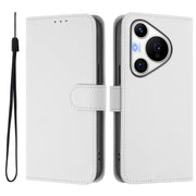 For Huawei Pura 70 Pro / 70 Pro+ Skin Feel Solid Color Leather Phone Case with Lanyard(White)