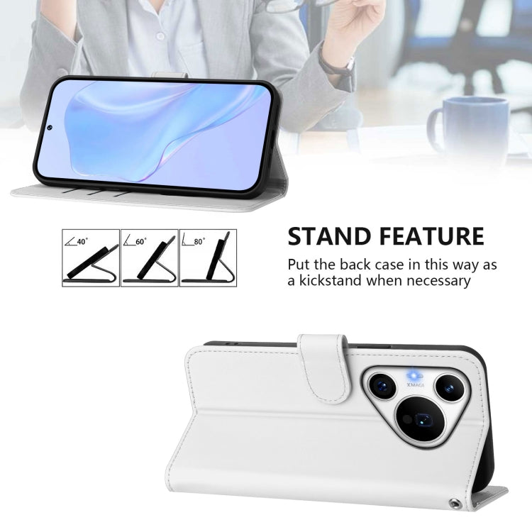 For Huawei Pura 70 Pro / 70 Pro+ Skin Feel Solid Color Leather Phone Case with Lanyard(White)
