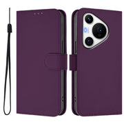 For Huawei Pura 70 Pro / 70 Pro+ Skin Feel Solid Color Leather Phone Case with Lanyard(Violet)