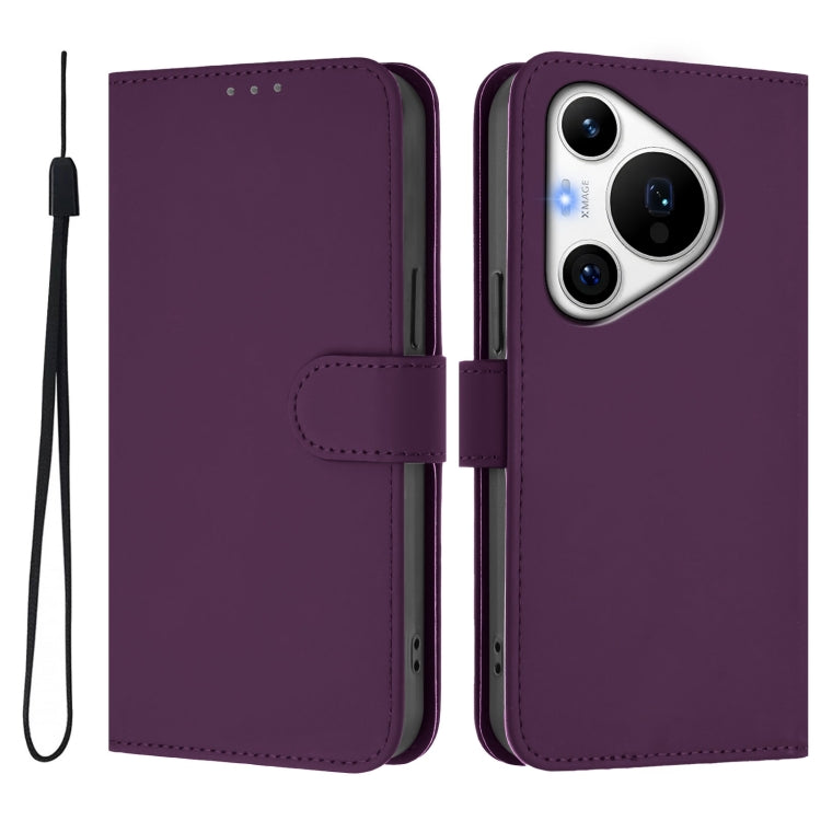 For Huawei Pura 70 Pro / 70 Pro+ Skin Feel Solid Color Leather Phone Case with Lanyard(Violet)