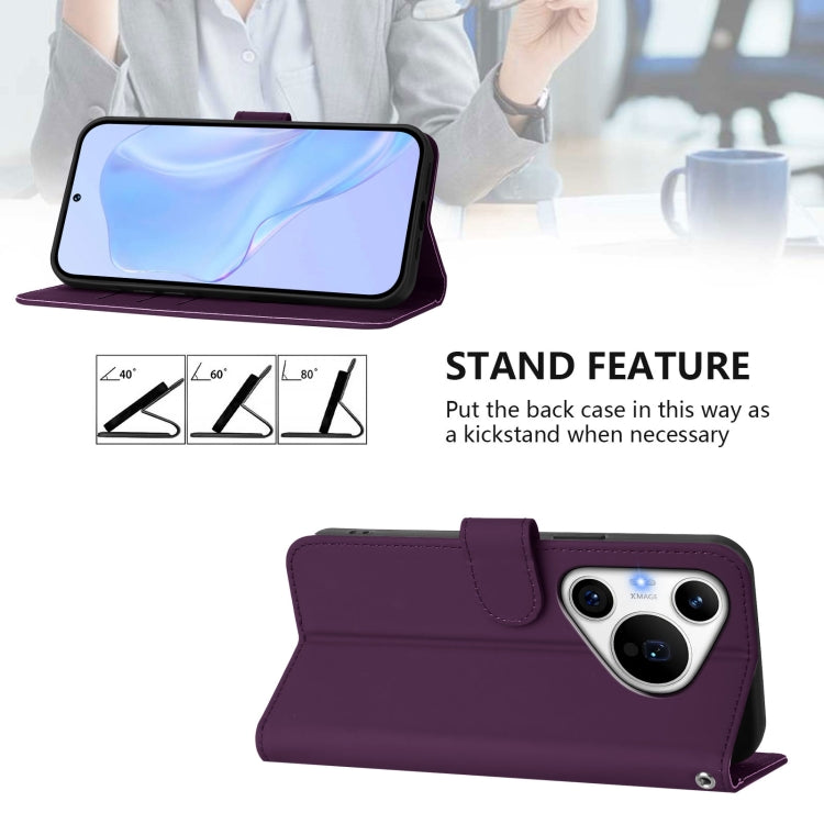 For Huawei Pura 70 Pro / 70 Pro+ Skin Feel Solid Color Leather Phone Case with Lanyard(Violet)