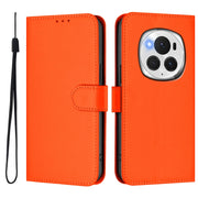 For Honor Magic6 Pro Skin Feel Solid Color Leather Phone Case with Lanyard(Orange)