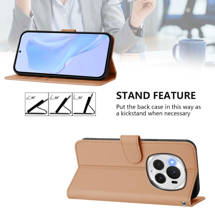 For Honor Magic6 Pro Skin Feel Solid Color Leather Phone Case with Lanyard(Nude)